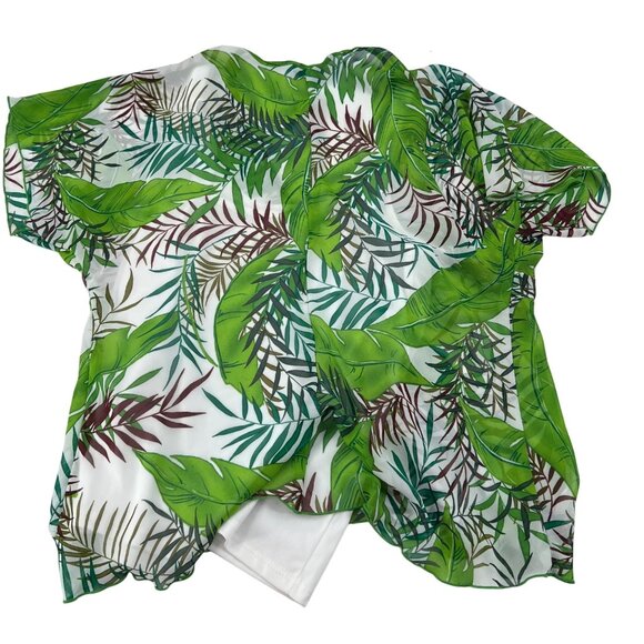 I.N. Studio Tropical Print Sheer Green Short Sleeves Layered Women's Size XL y2k - Picture 8 of 8